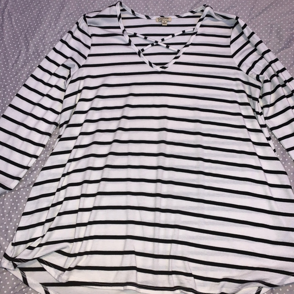 Stripped Criss Cross Boutique Top